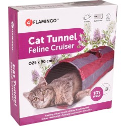 Tutunnel De Jeu Pour Chat Rouge Et Gris 90cm Flamingo