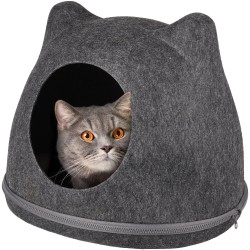 Dome Forme Tete De Chat En Feutrine Tiga 43x36x35 Cm Flamingo