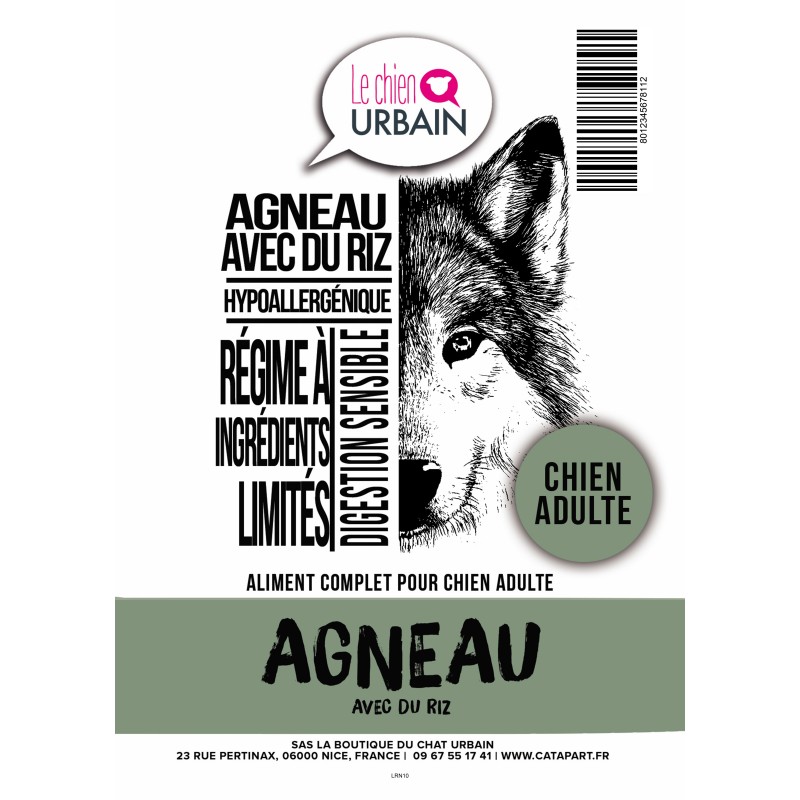 Croquettes pour chien Digestion Agneau et Riz - Le chien Urbain