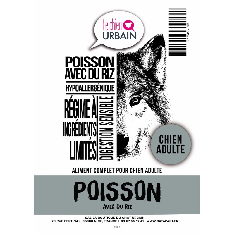 Croquettes pour chien Digestion Poisson et Riz - Le chien Urbain