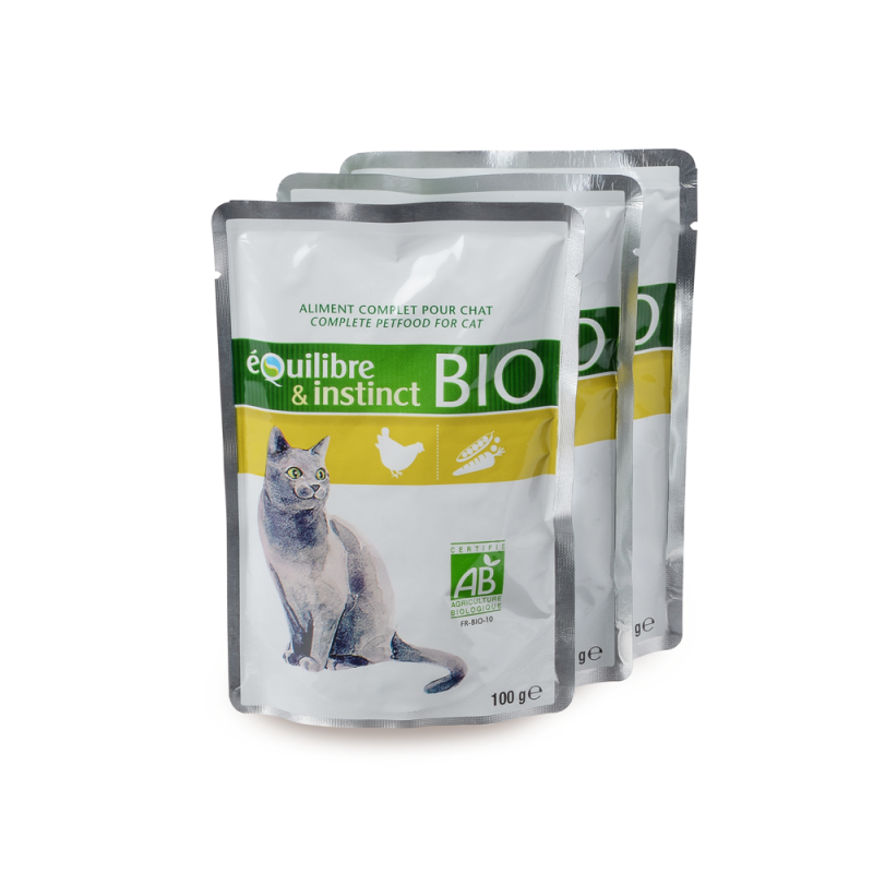 EQUILIBRE & INSTINCT - Pâtée pour chat Bio en pochon 100 g